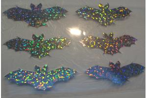 6 Buegelpailletten Fledermaeuse  Hologramm silber